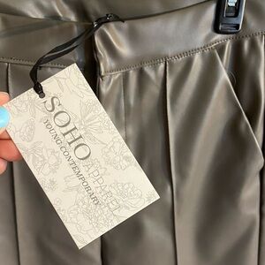 NWT Soho Apparel Young Contemporary Pleather Wide Leg Pants Size Large